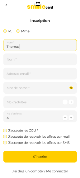 Inscription smiilecard
